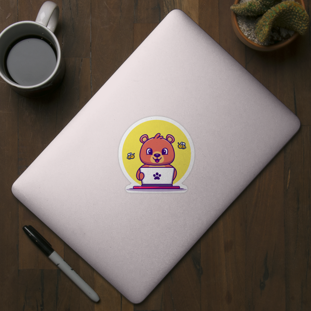 Cute Honey Bear Operating Laptop by Catalyst Labs